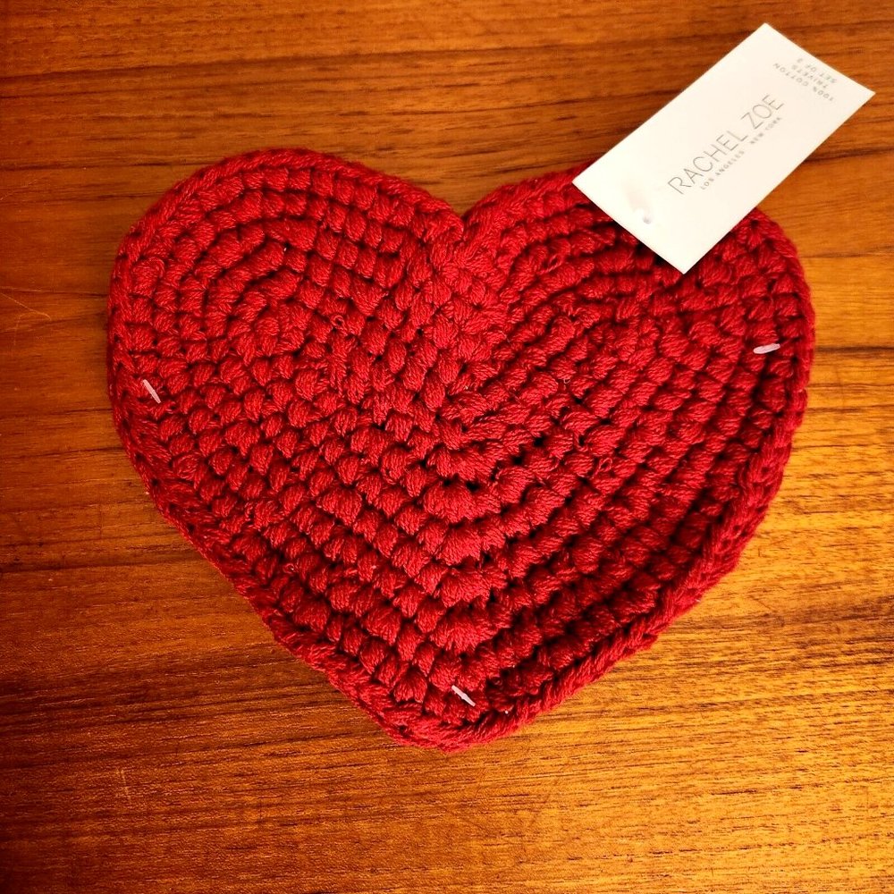 NWT SET 3 RACHEL ZOE VALENTINE 100% RED COTTON TRIVETS